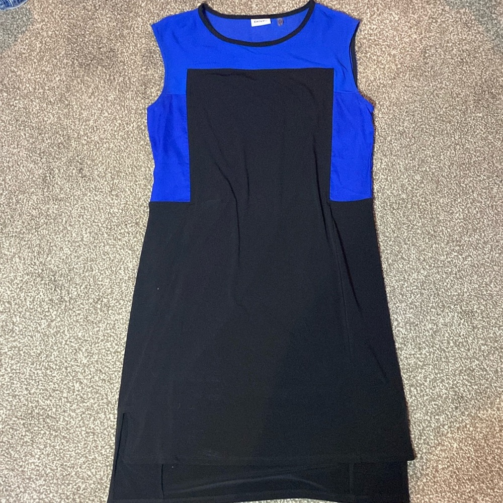 DKNY blue and black color block sleeveless dress size small